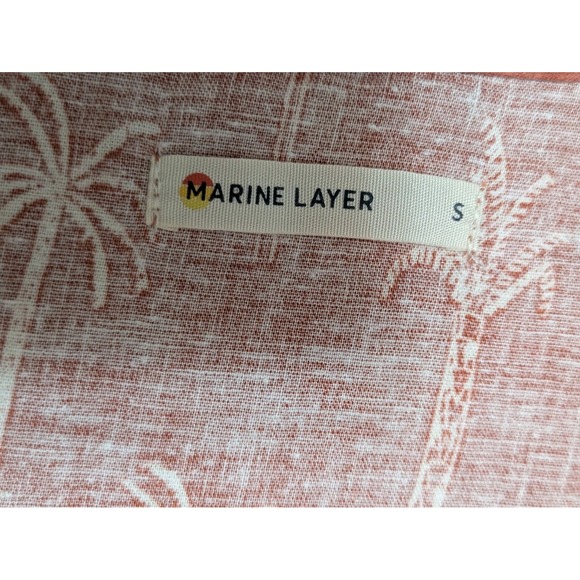 Marine Layer Hemp Burnt‎ Orange Short Sleeve Palm Tree Midi Wrap Dress Small - Picture 6 of 14
